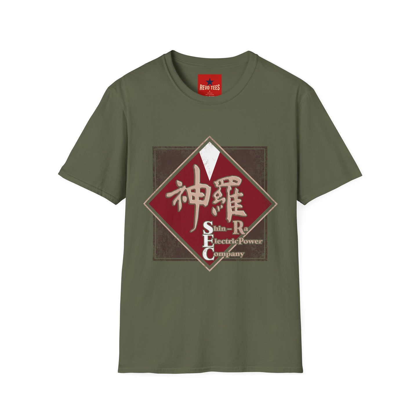Japanese Kanji Graphic T-Shirt — Vintage Red Diamond "神羅" Streetwear