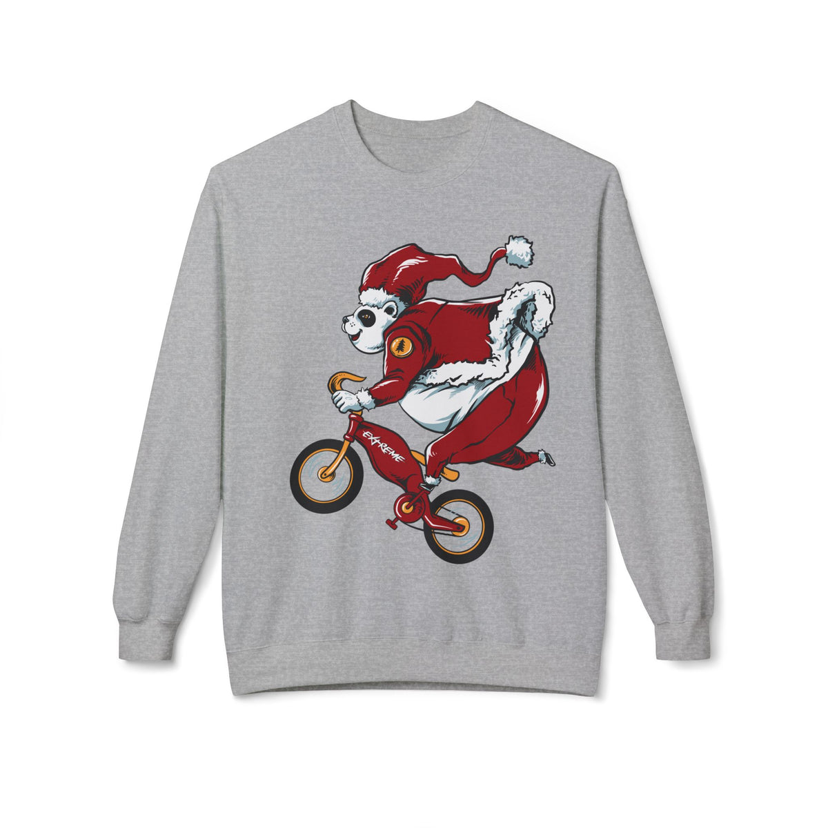 Santa Bear BMX Sweatshirt — Funny Christmas Cycling Holiday Crewneck