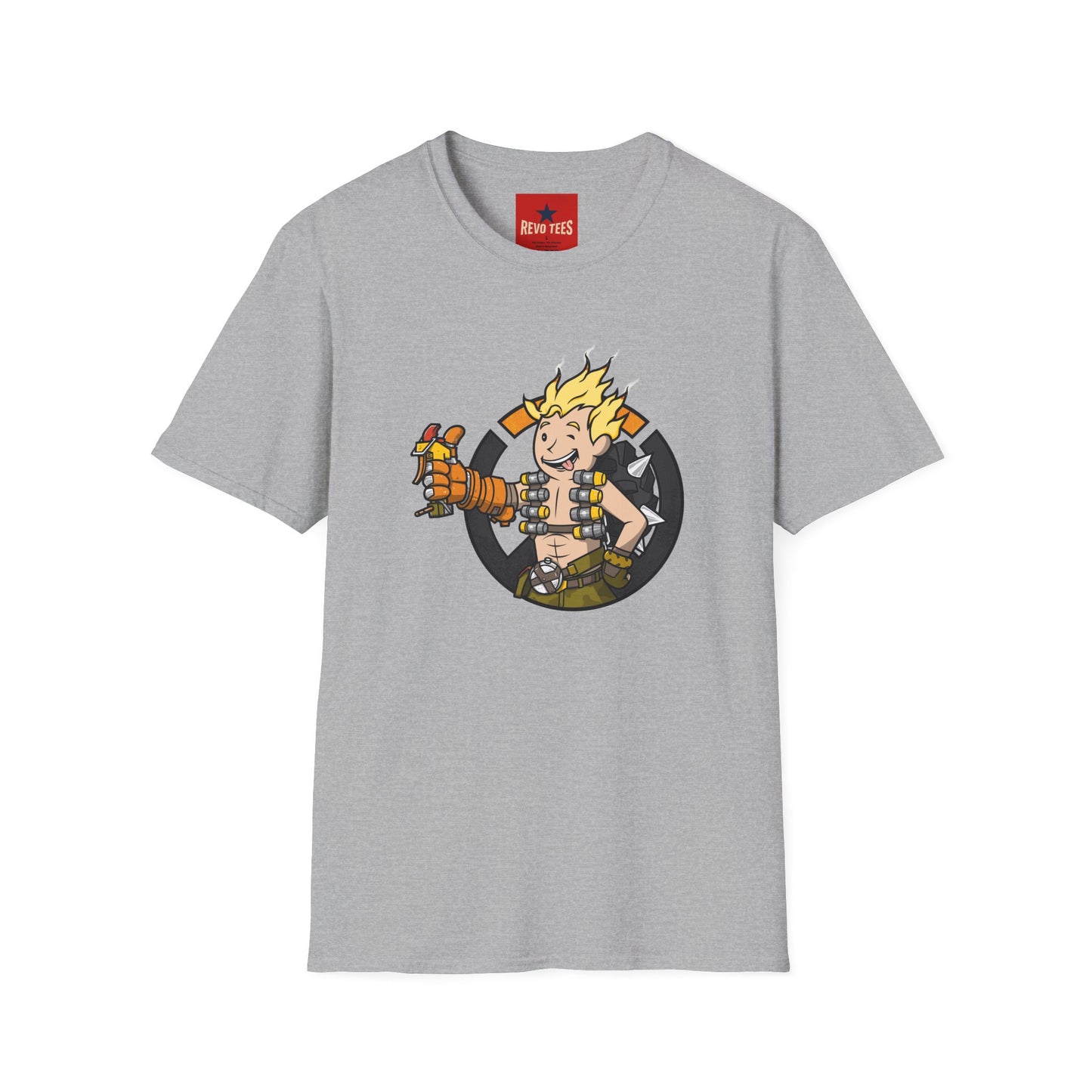 Junkrat-Inspired Gamer Tee — Cartoon Explosive Hero Graphic T-Shirt