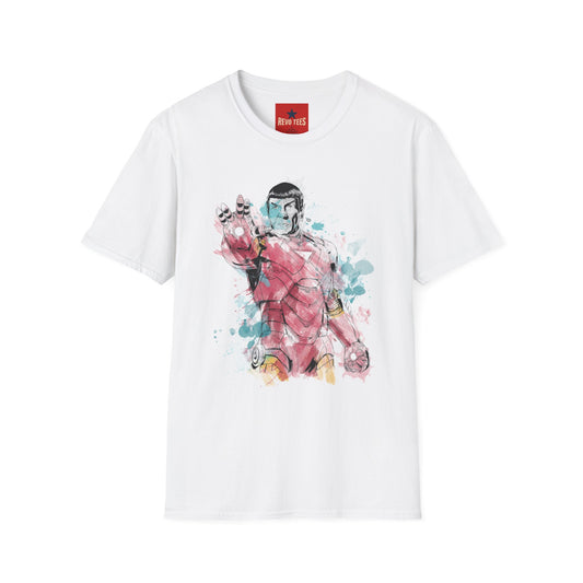 Retro Space Pilot T-Shirt — Watercolor Sci‑Fi Illustration