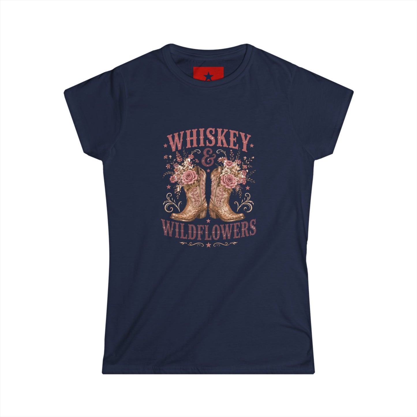 Whiskey & Wildflowers Women's Tee — Floral Cowboy Boots Graphic Shirt