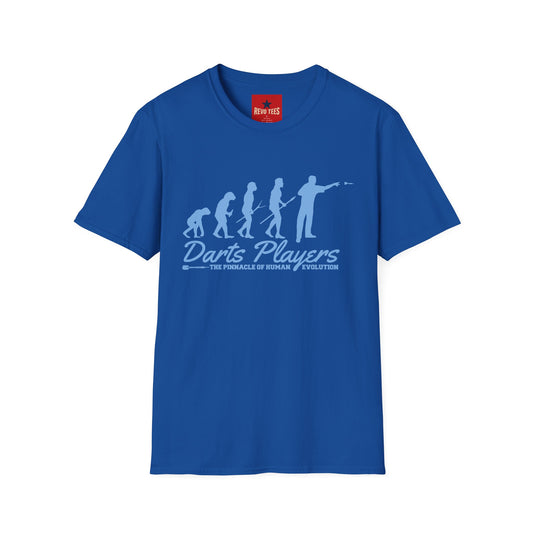 Darts Players Evolution T-Shirt — Funny Darting Evolution Graphic Tee for Players & Fans