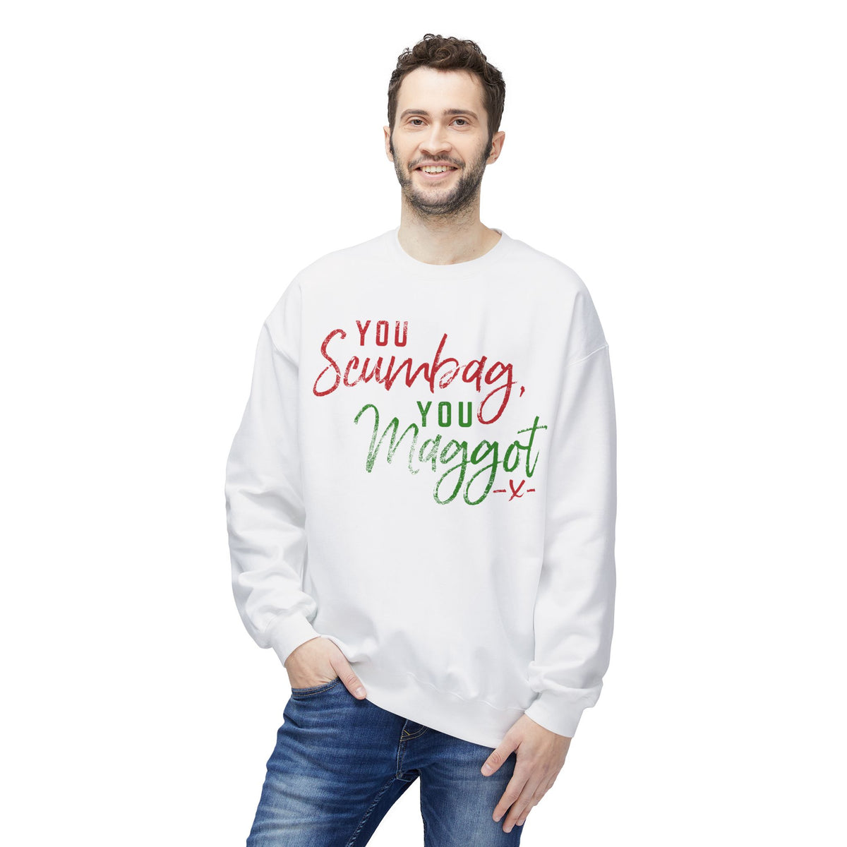 "You Scumbag, You Maggot" Festive Fairy Tale of New York Script Crewneck Sweatshirt