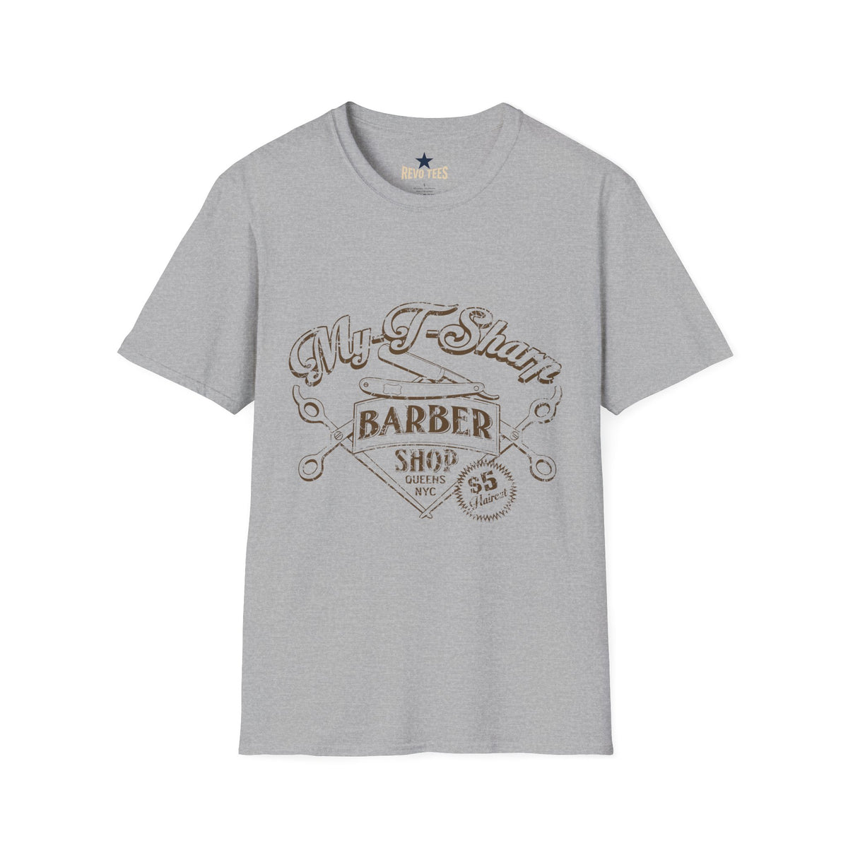 Revotees Barber Shop Graphic My Barber Shop Vintage Logo T-Shirt - alternate view 4