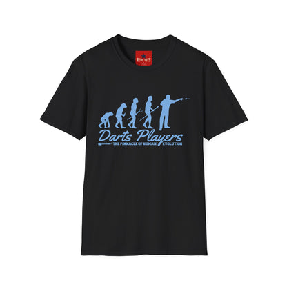 Darts Players Evolution T-Shirt — Funny Darting Evolution Graphic Tee for Players & Fans