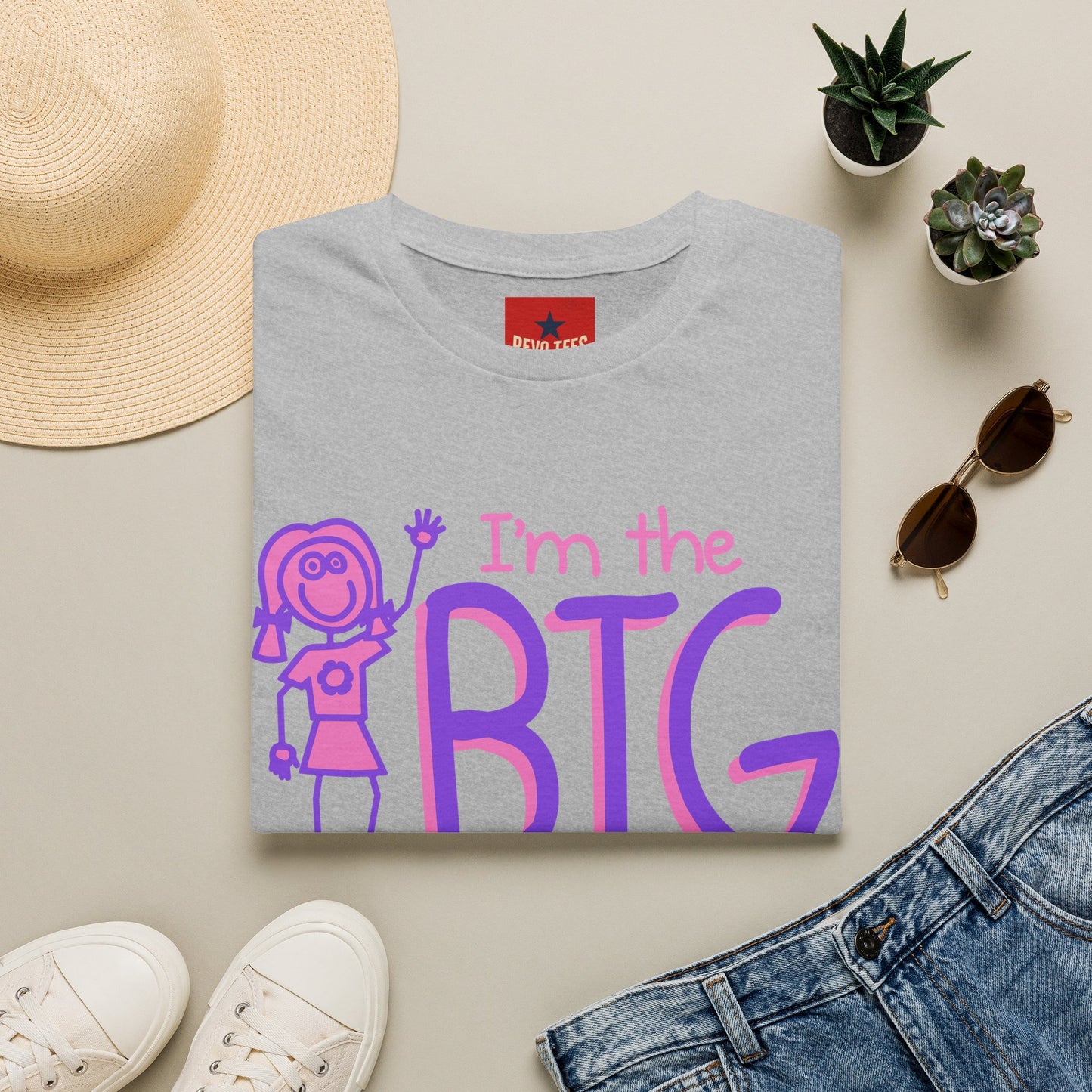 Big Sister T-Shirt — "I'm the Big Sister" Cute Pink & Purple Kids/Family Tee