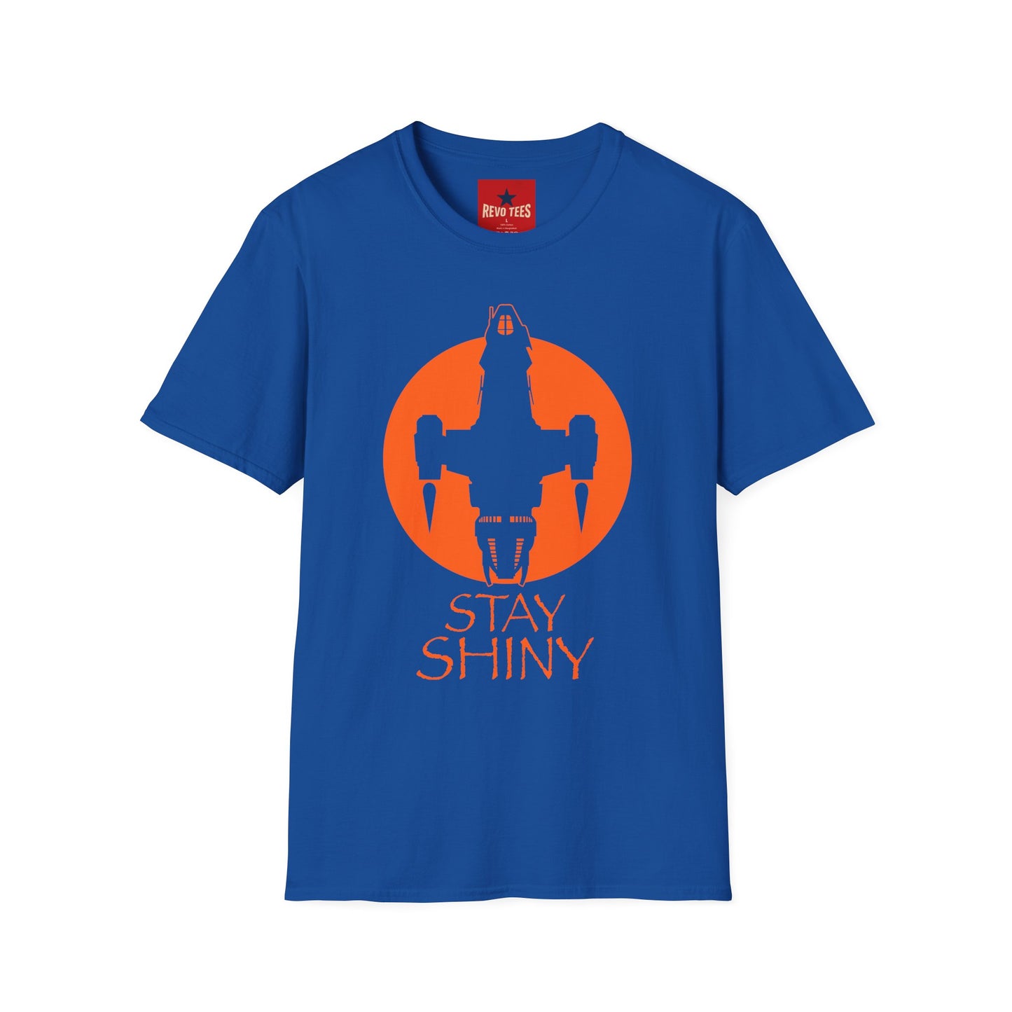 Stay Shiny T‑Shirt — Retro Firefly Ship Graphic Tee