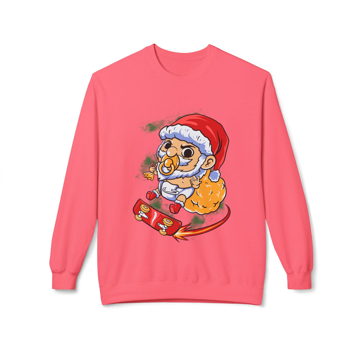 Christmas Skateboard — Santa Skateboarding Holiday Sweater Crewneck Sweatshirt