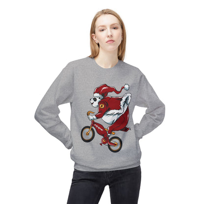 Santa Bear BMX Sweatshirt — Funny Christmas Cycling Holiday Crewneck