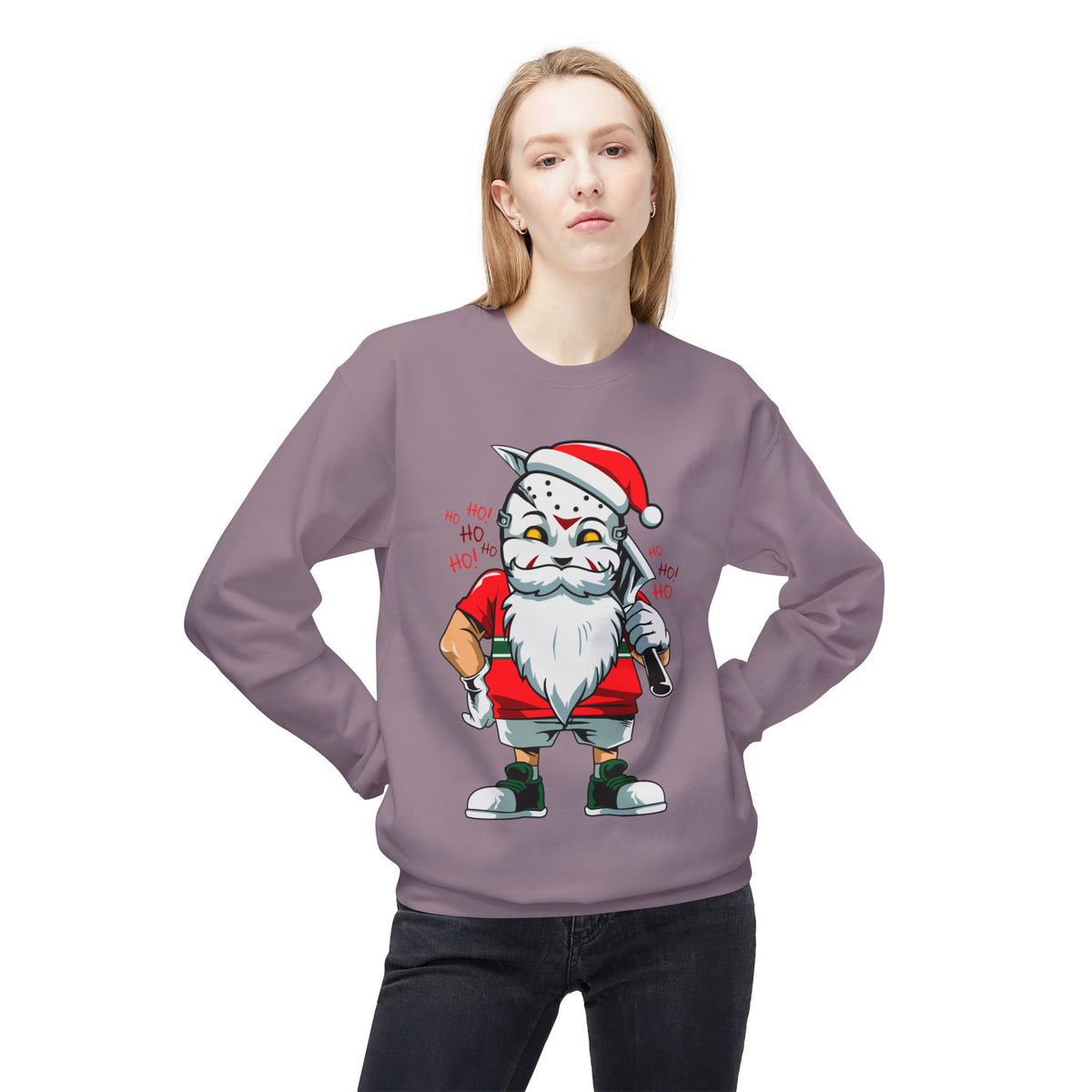 Santa Skull — Edgy Christmas Graphic Crewneck Sweatshirt
