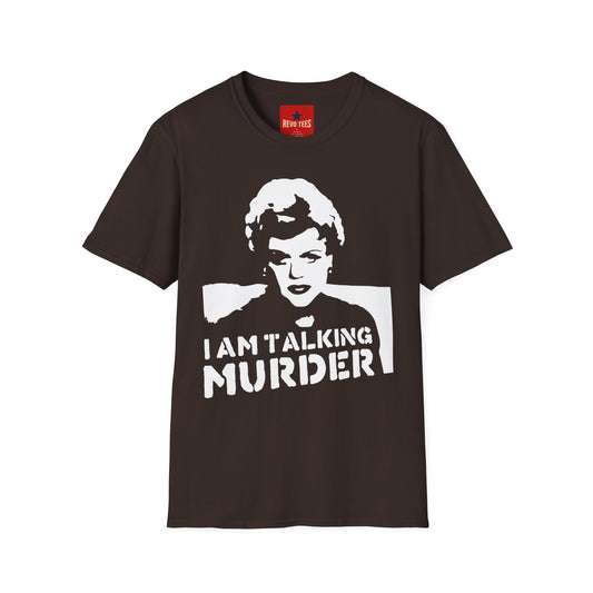 I Am Talking Murder Graphic T‑Shirt — Retro Noir Portrait Tee