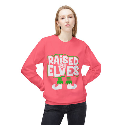 Raised by Elves Sweatshirt – Christmas Funny Holiday Crewneck