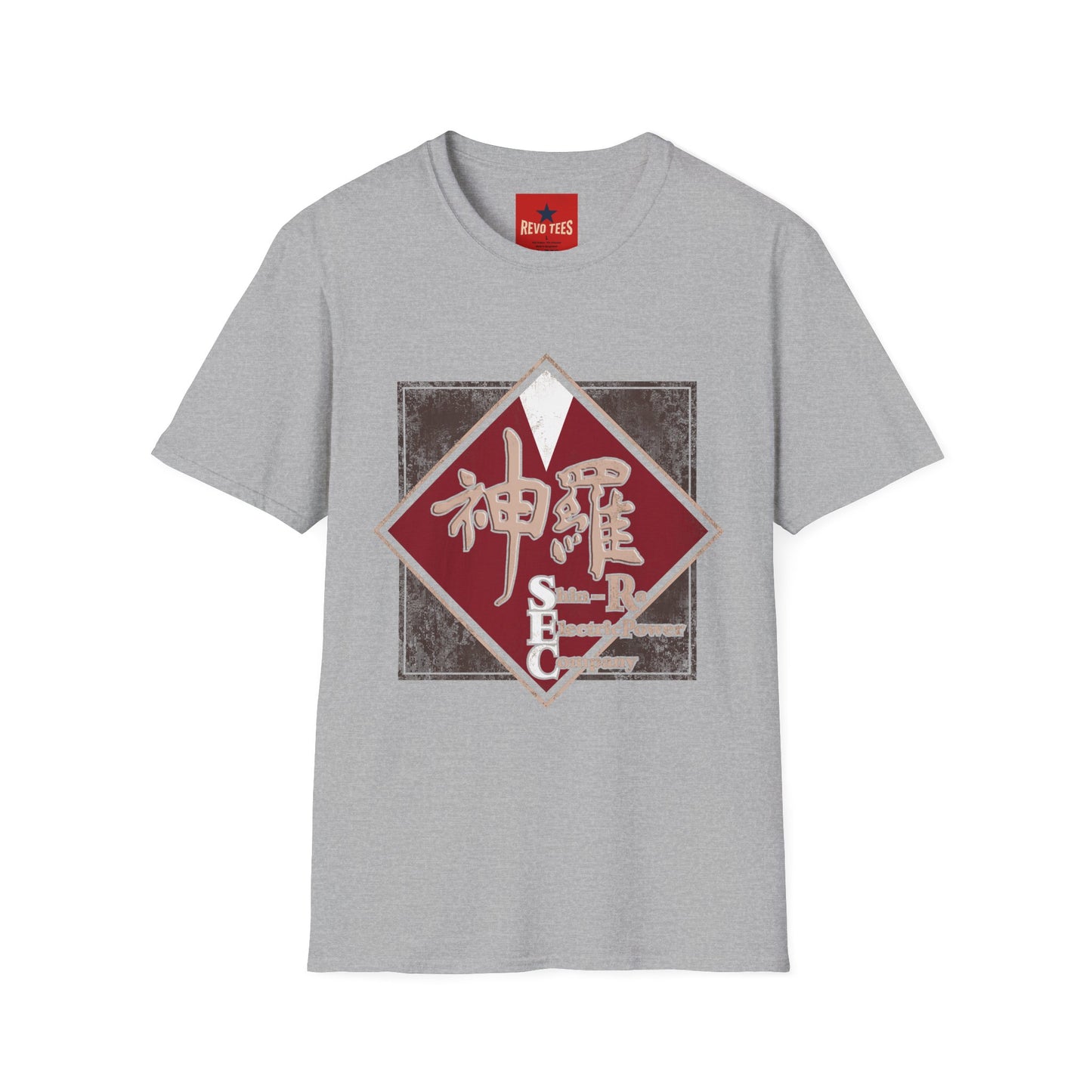 Japanese Kanji Graphic T-Shirt — Vintage Red Diamond "神羅" Streetwear