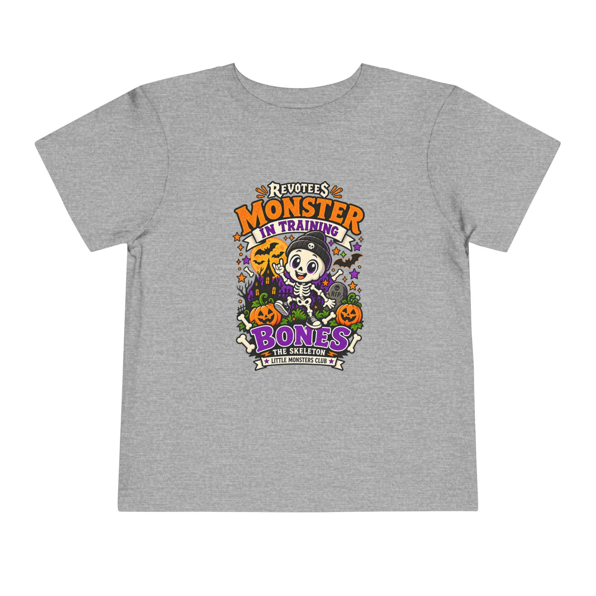 REVOTEES Toddler Tee — "Monster in Training" Cute Skeleton Halloween Shirt