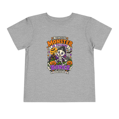 REVOTEES Toddler Tee — "Monster in Training" Cute Skeleton Halloween Shirt