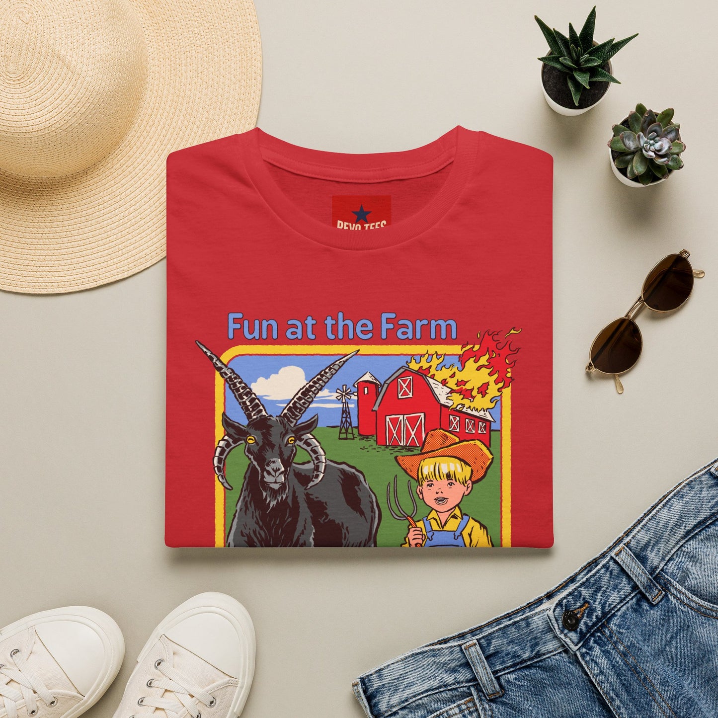Fun at the Farm T-Shirt — Vintage Barn & Goat Graphic Tee