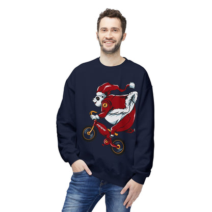 Santa Bear BMX Sweatshirt — Funny Christmas Cycling Holiday Crewneck