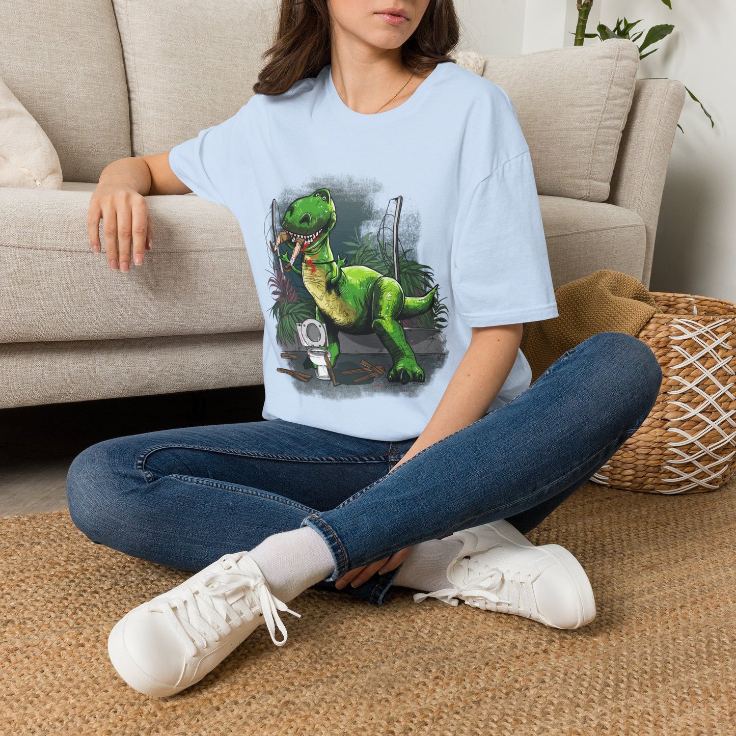 T-Rex Graphic T-Shirt – Cute Green Dinosaur Design