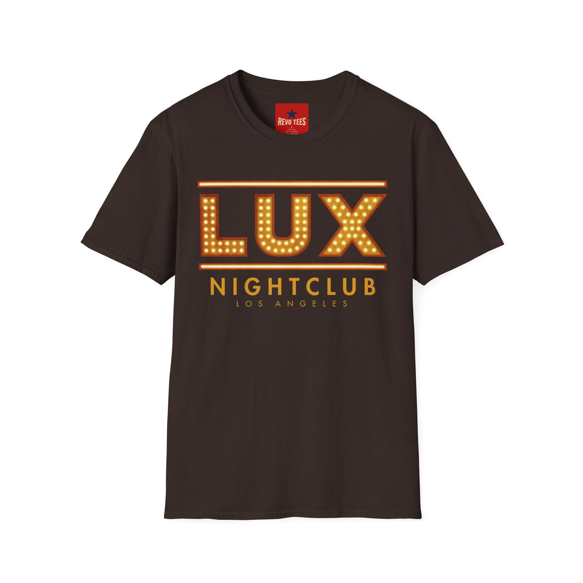 Revotees Lux Nightclub Graphic Retro Marquee Sign for Club Fans Party Nights T-Shirt - alternate view 4