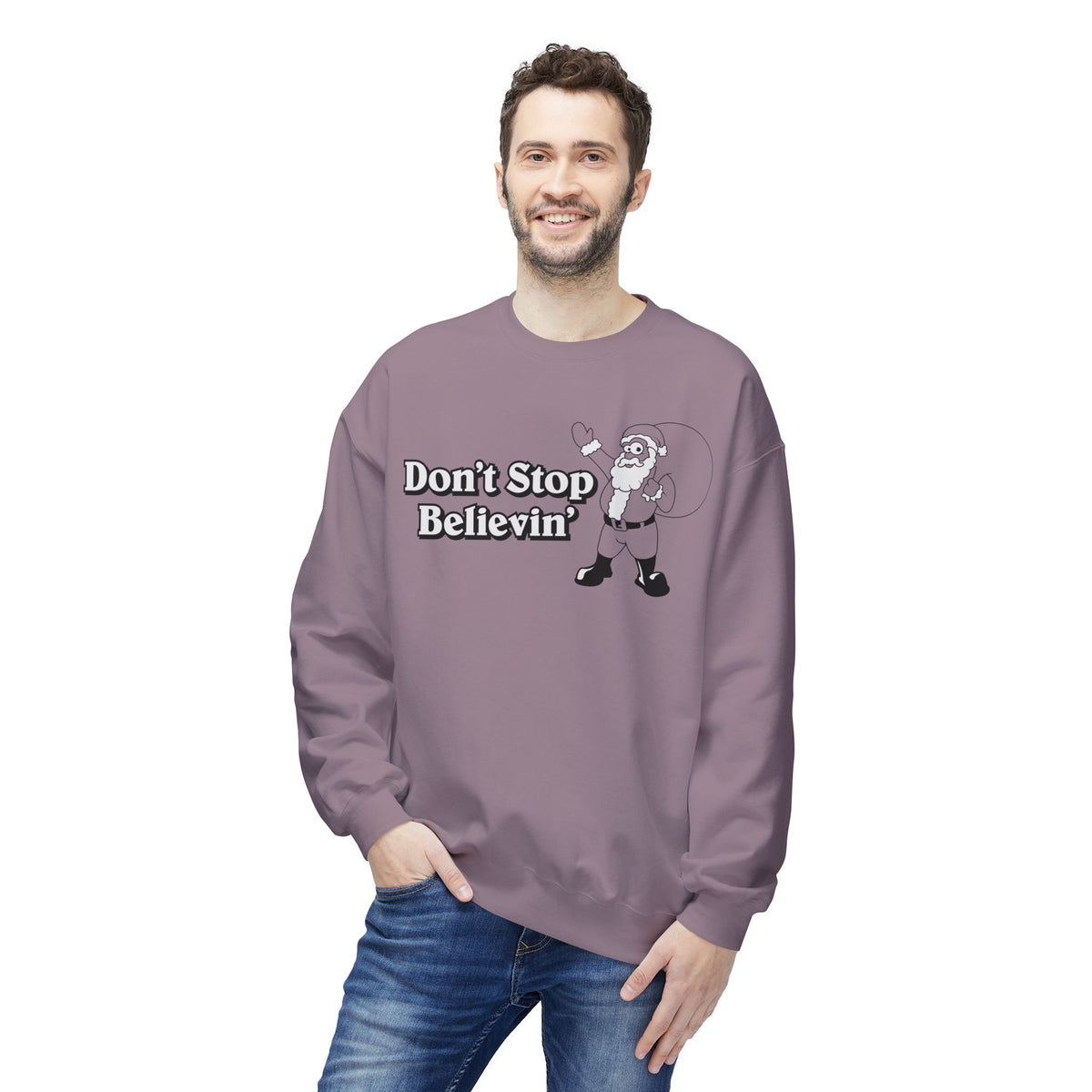 Christmas - 'Don't Stop Believin'' Santa Crewneck Sweatshirt