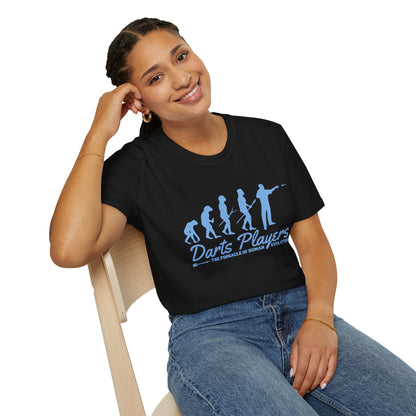Darts Players Evolution T-Shirt — Funny Darting Evolution Graphic Tee for Players & Fans