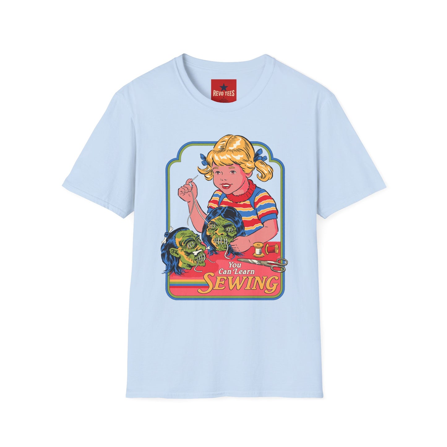 Retro Sewing Girl T‑Shirt — Vintage Crafting Graphic Tee