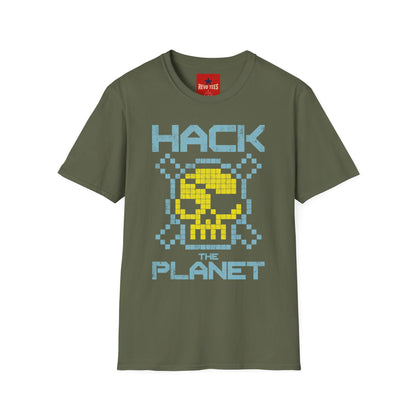 Hack the Planet T-Shirt — Retro Pixel Skull Hacker Graphic Tee