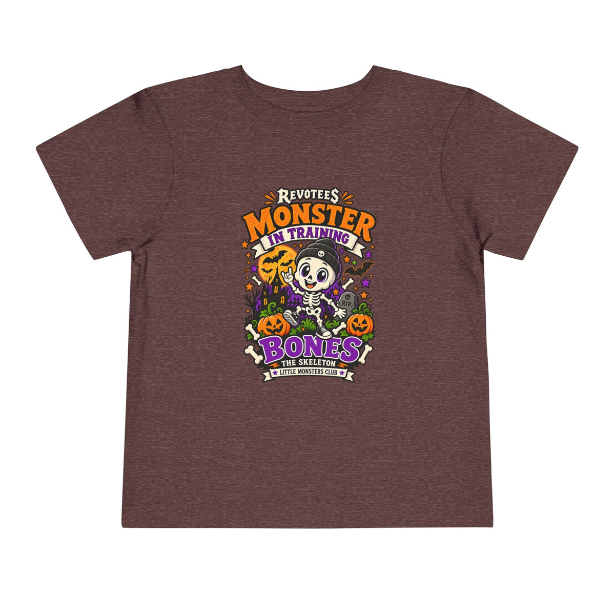 REVOTEES Toddler Tee — "Monster in Training" Cute Skeleton Halloween Shirt