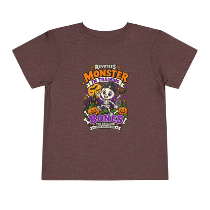 REVOTEES Toddler Tee — "Monster in Training" Cute Skeleton Halloween Shirt