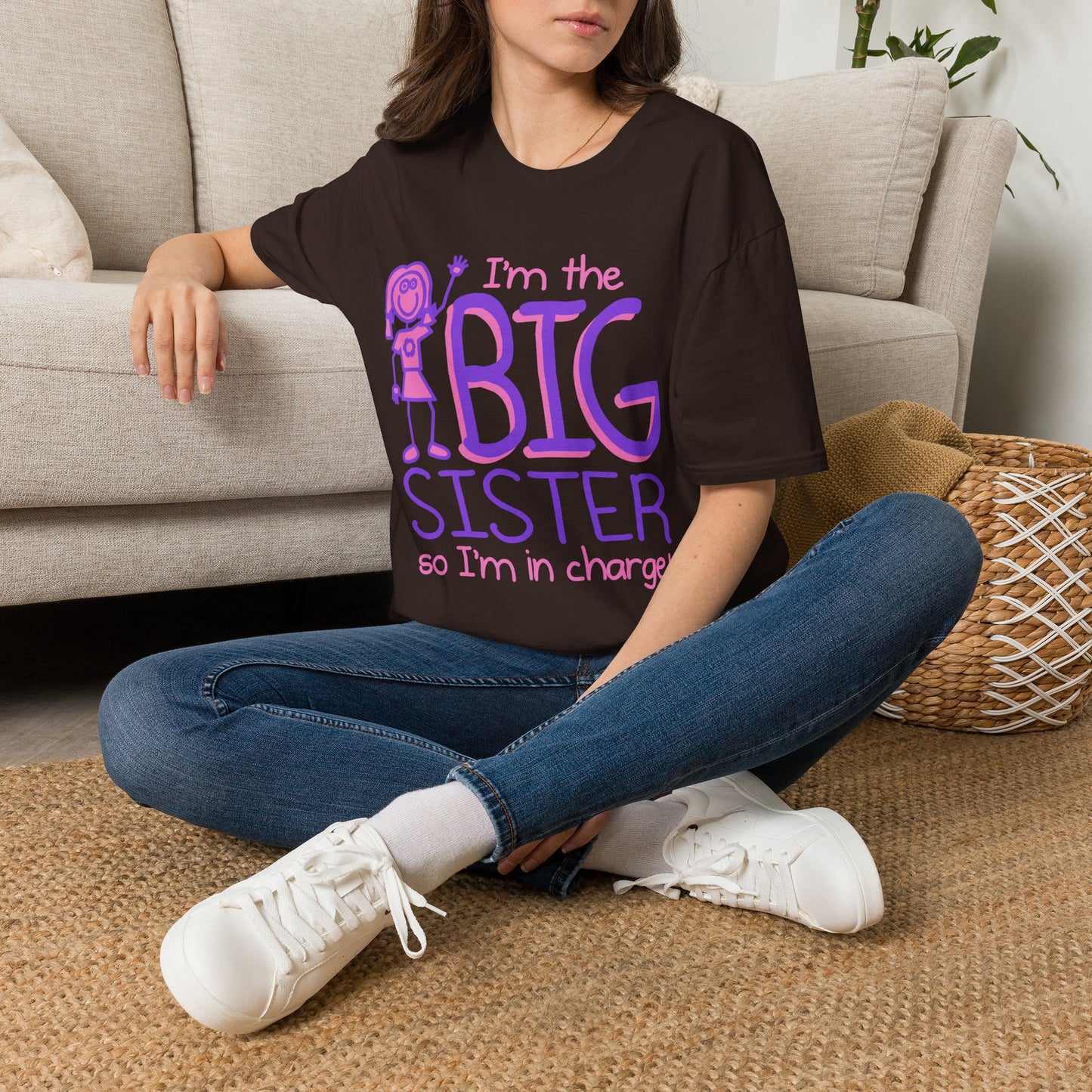 Big Sister T-Shirt — "I'm the Big Sister" Cute Pink & Purple Kids/Family Tee