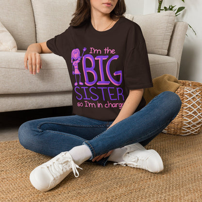 Big Sister T-Shirt — "I'm the Big Sister" Cute Pink & Purple Kids/Family Tee