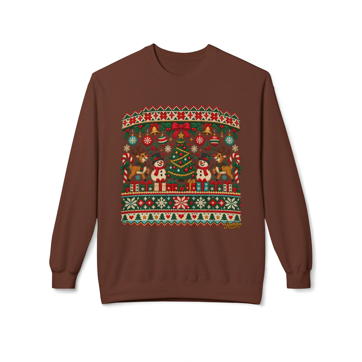 REVOTEES Christmas Tree Holiday Ugly Sweater Crewneck Sweatshirt
