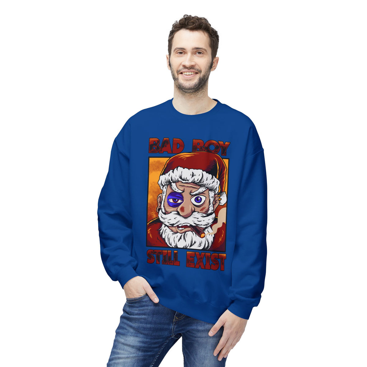 Bad Boy Santa — 'Bad Boy Still Exist' Christmas Crewneck Sweatshirt