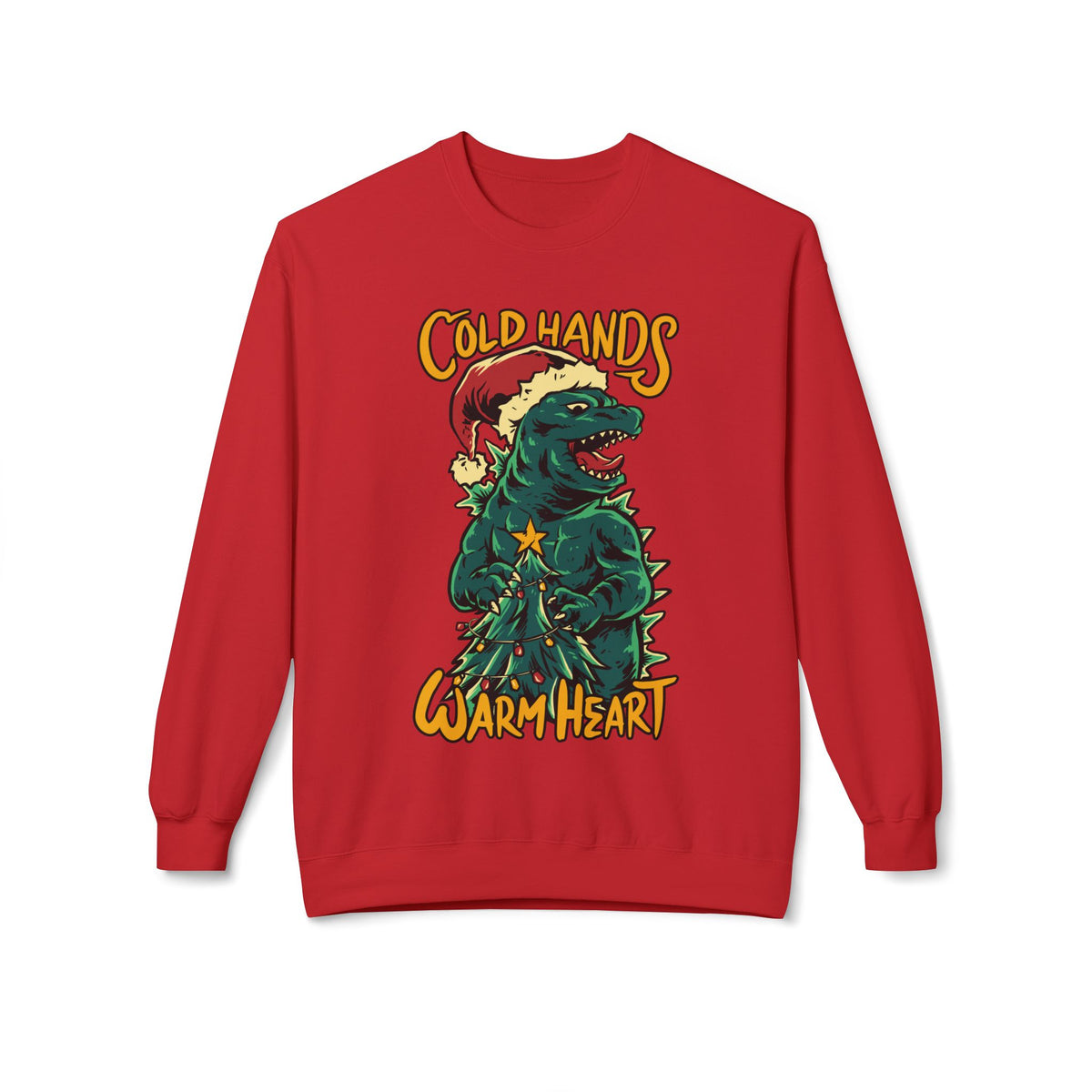 Christmas Godzilla - "Cold Hands Warm Heart" Holiday Crewneck Sweatshirt
