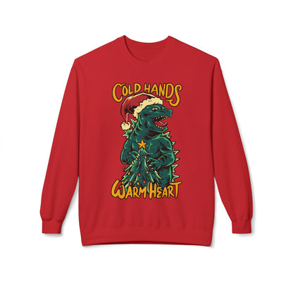 Christmas Godzilla - "Cold Hands Warm Heart" Holiday Crewneck Sweatshirt