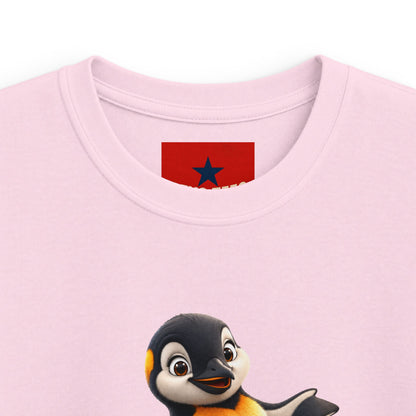 Kids Penguin Graphic Tee — Cute Dancing Penguin Shirt front and back design