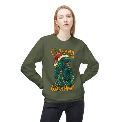 Christmas Godzilla - "Cold Hands Warm Heart" Holiday Crewneck Sweatshirt