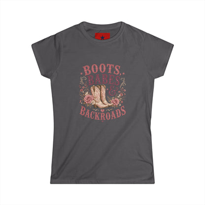 Boots, Babes & Backroads Women's Tee — Floral Cowboy Western Graphic Shirt