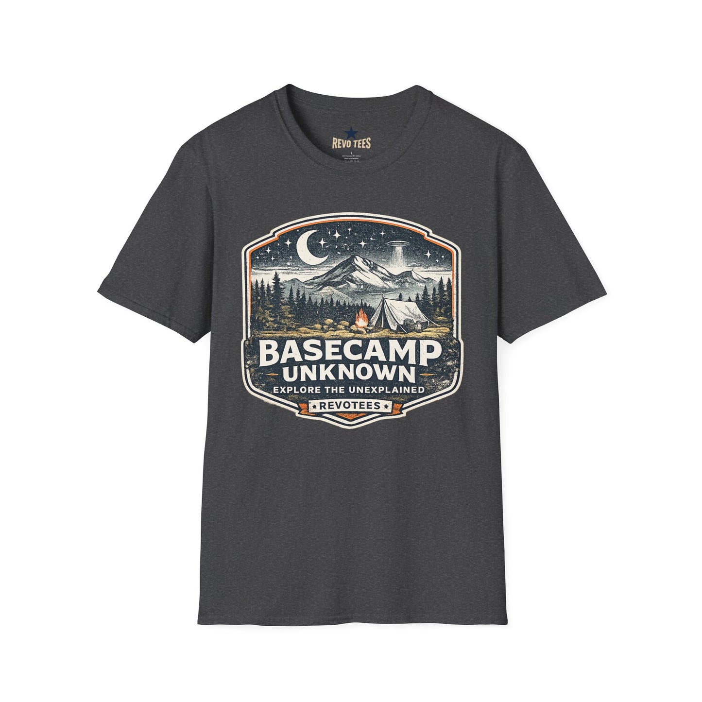 REVOTEES Basecamp Unknown Camping T-Shirt — Night Mountain Adventure Tee