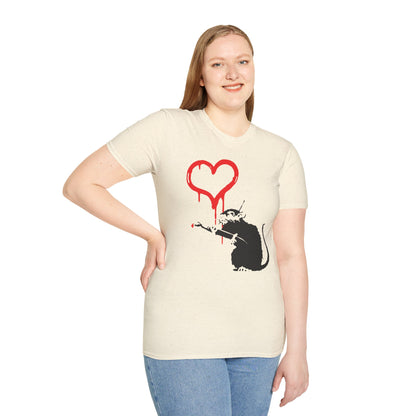 Banksy-Inspired Rat Stencil T-Shirt — Dripping Heart Street Art Tee