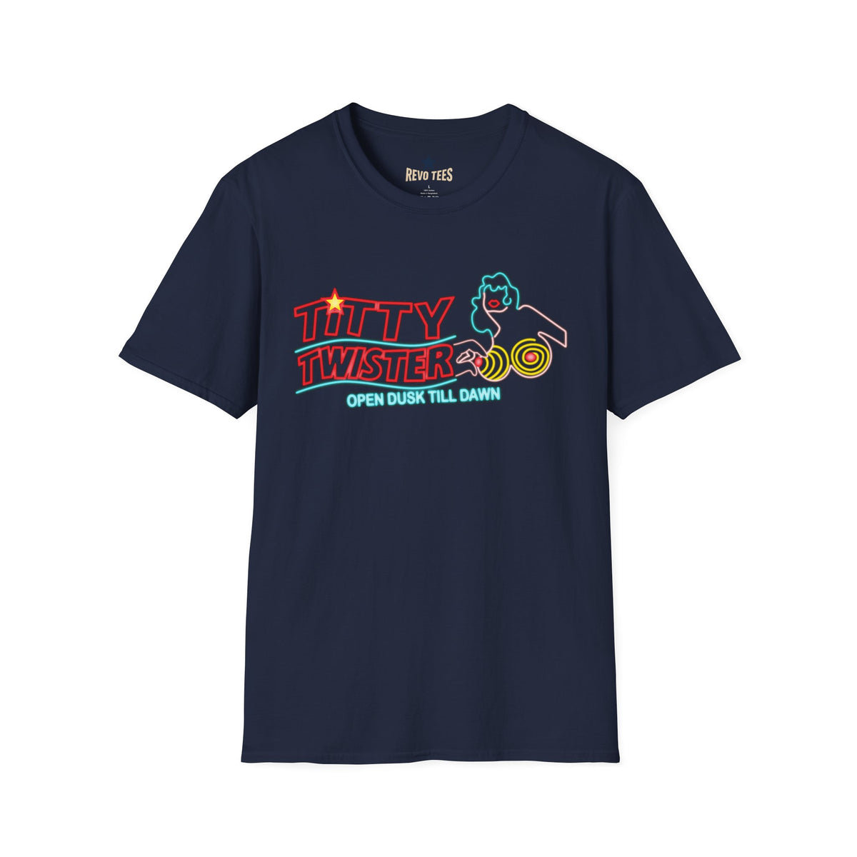 Revotees Titty Twister Neon Logo Open Dusk Till Dawn T-Shirt - alternate view 10