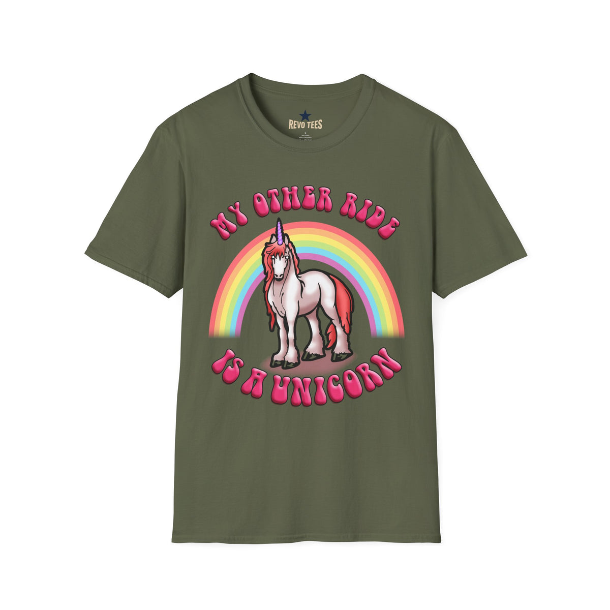 Revotees Unicorn Rainbow My Other Ride Is a Unicorn Retro Graphic T-Shirt - alternate view 6