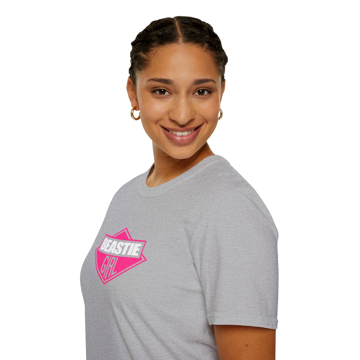 Beastie Girl T-Shirt — Retro Pink Logo Tee for Women