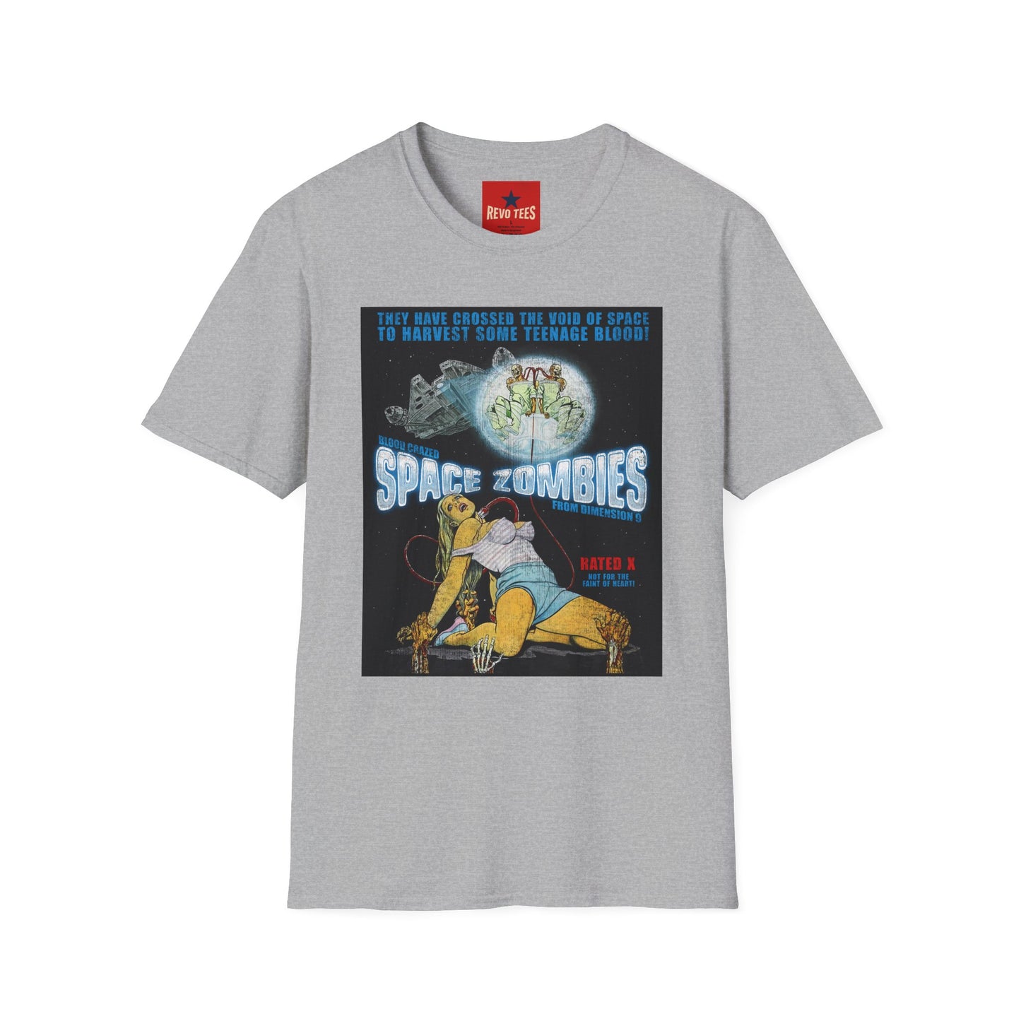 Space Zombies Retro Movie Poster T‑Shirt — Vintage Sci‑Fi Horror Tee (They Have Crossed the Void of Space to Harvest Some Teenage Blood)