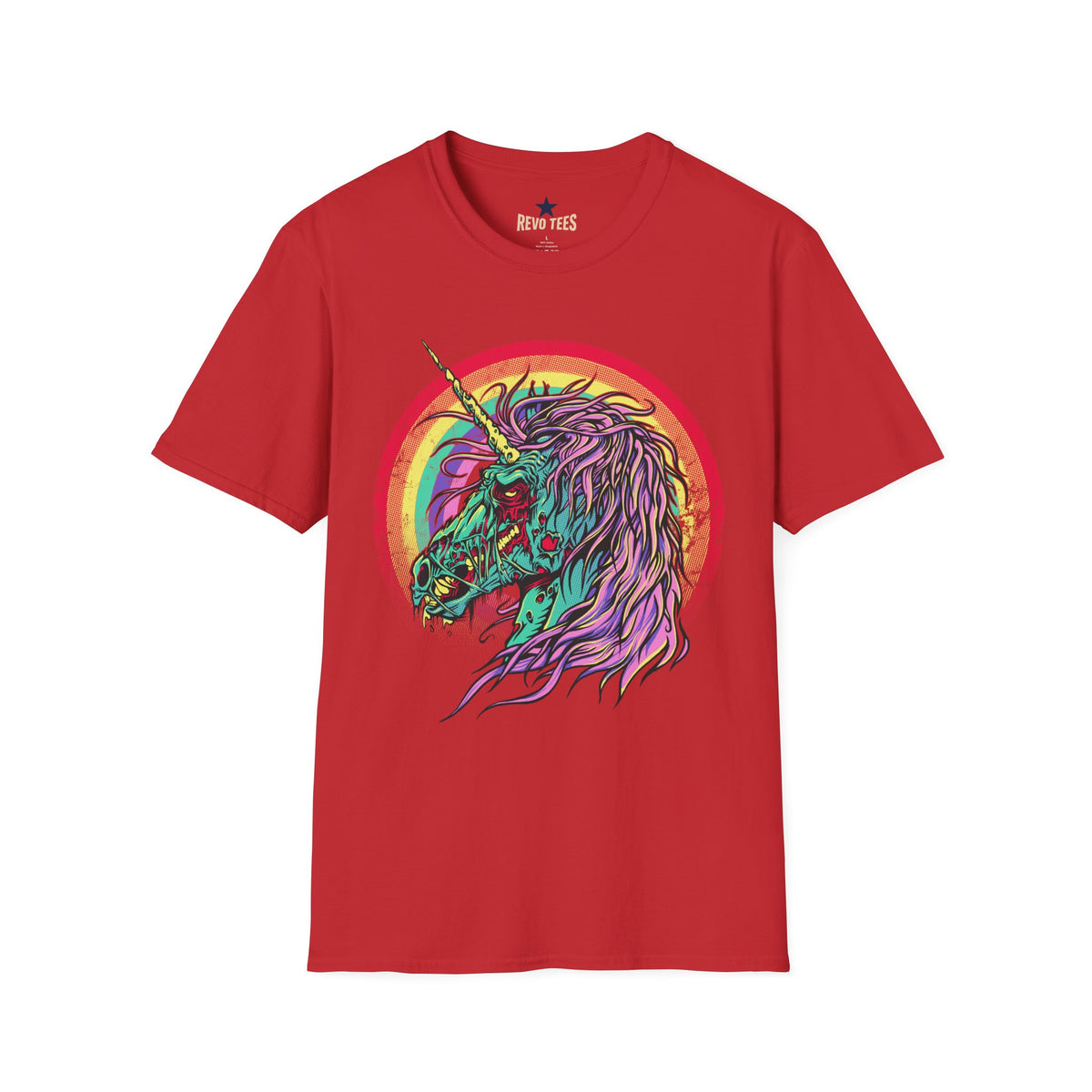 Psychedelic Zombie Unicorn — Rainbow Retro Mythical Tee