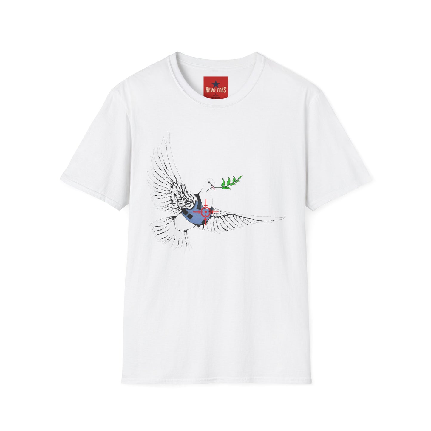 Banksy's Dove of Peace T‑Shirt — Flying Dove with Olive Branch & Earth Heart Graphic