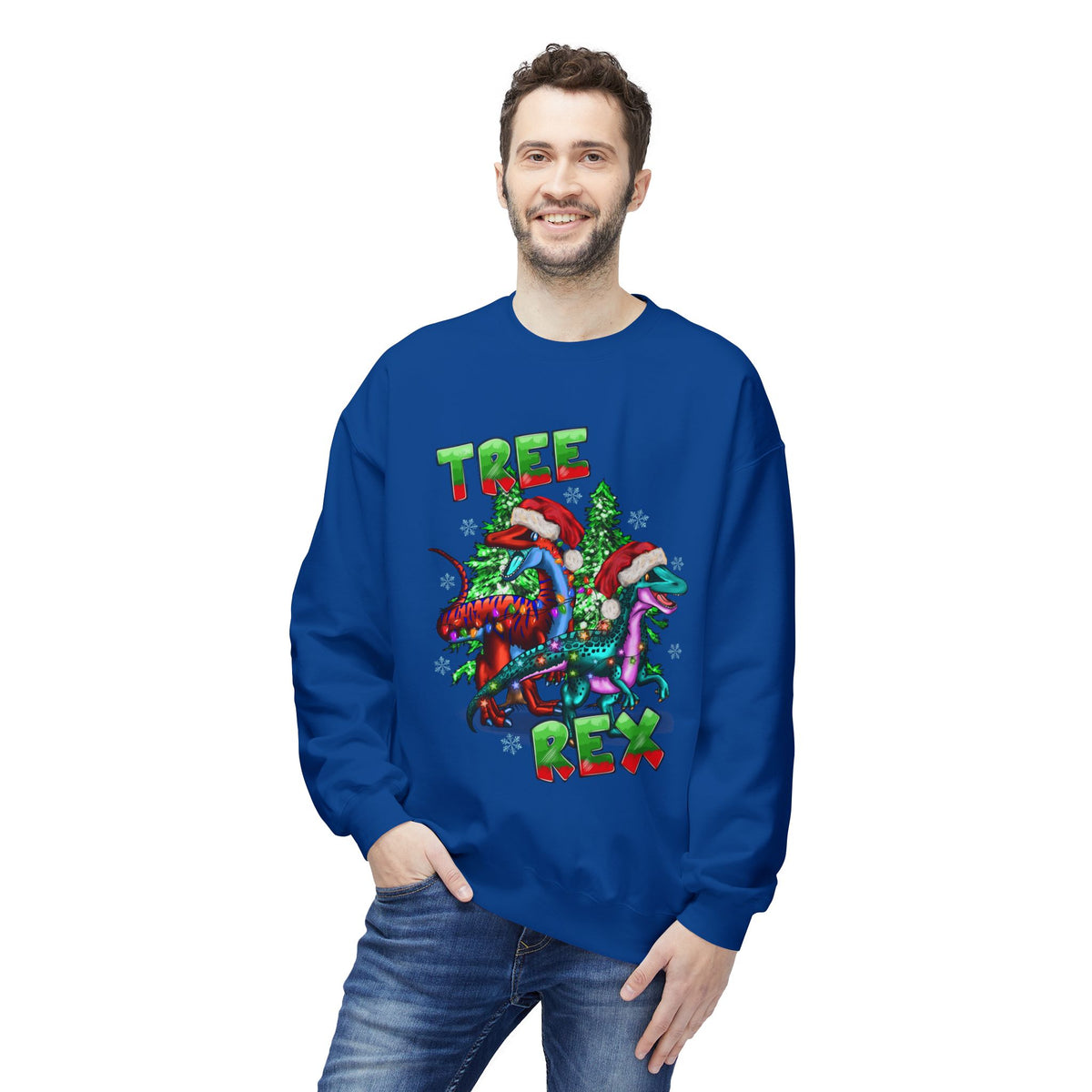 Tree Rex Christmas — Festive Dinosaur Holiday CrewneckSweatshirt
