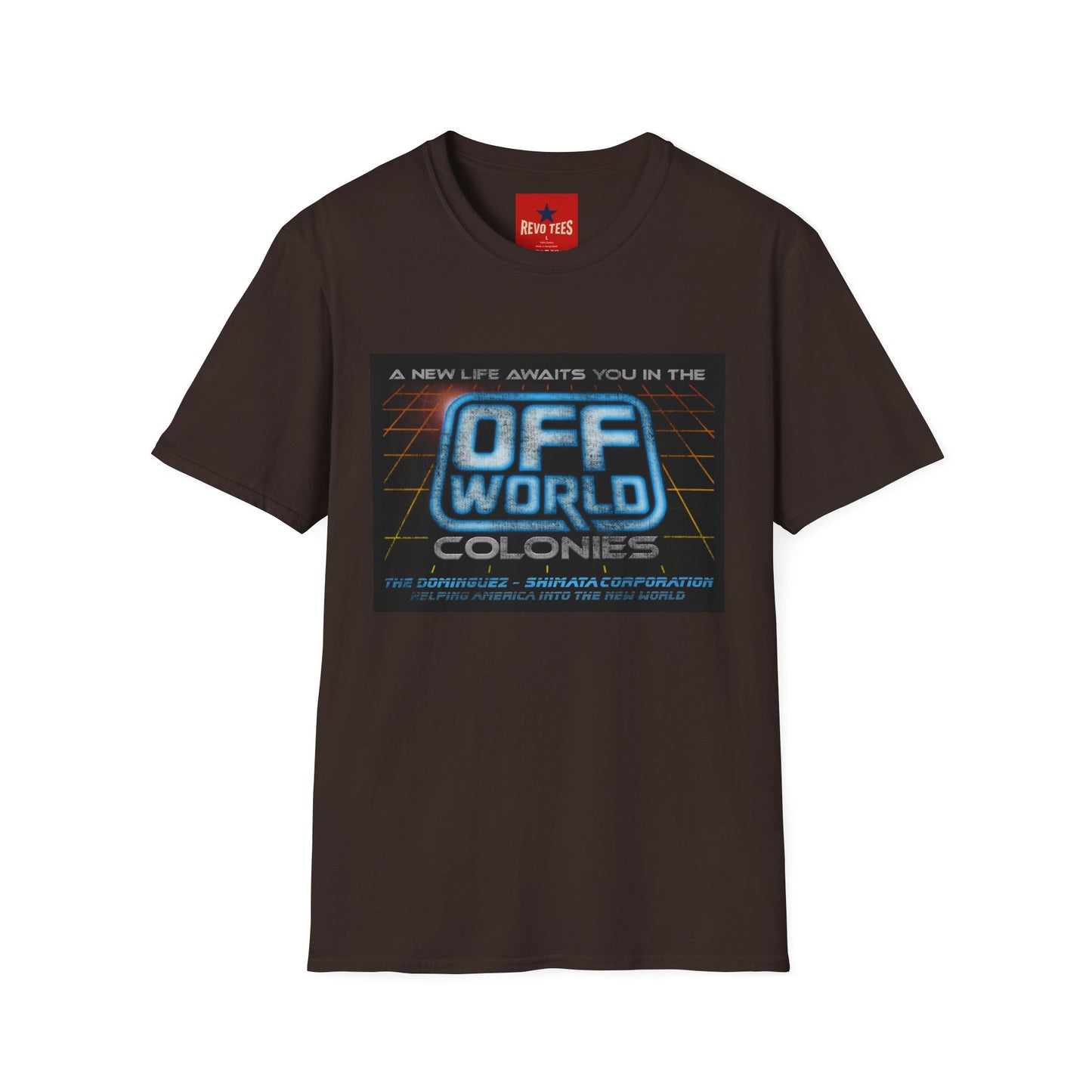 Off World Colonies Retro Sci‑Fi T-Shirt — "A New Life Awaits You in the Off World"