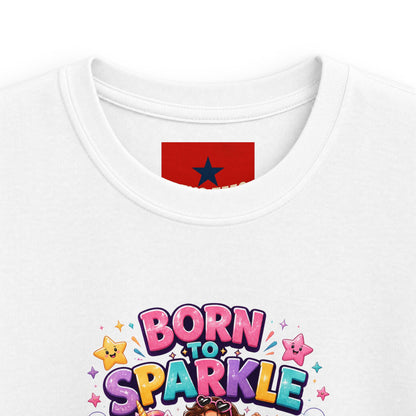Kids Tee — "Born to Sparkle" Rainbow Unicorn Girl Shirt