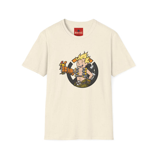 Junkrat-Inspired Gamer Tee — Cartoon Explosive Hero Graphic T-Shirt
